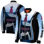 customized los angeles angels mesh effect blue black bomber jacket best selling