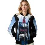 customized los angeles angels mesh effect blue black bomber jacket best selling