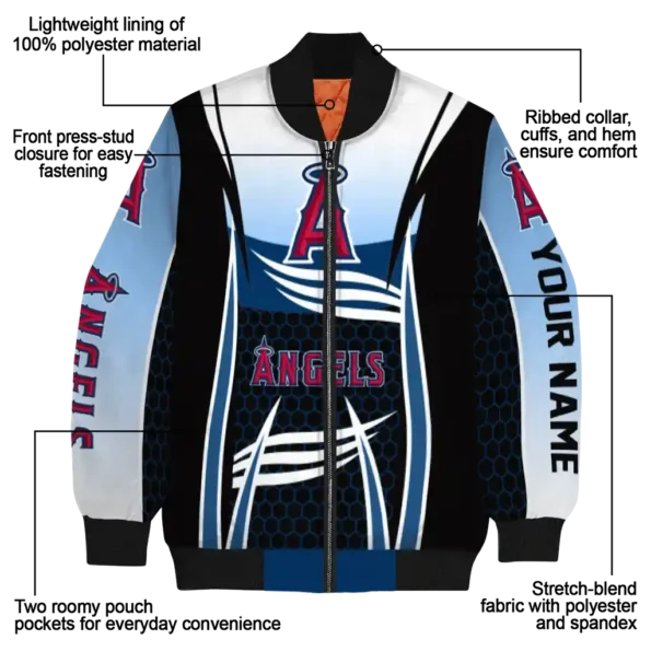 customized los angeles angels mesh effect blue black bomber jacket new arrival