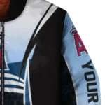 customized los angeles angels mesh effect blue black bomber jacket best selling