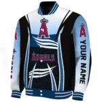 customized los angeles angels mesh effect blue black varsity jacket best selling