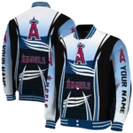 customized los angeles angels mesh effect blue black varsity jacket best selling