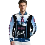 customized los angeles angels mesh effect blue black varsity jacket best selling
