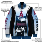 customized los angeles angels mesh effect blue black varsity jacket best selling