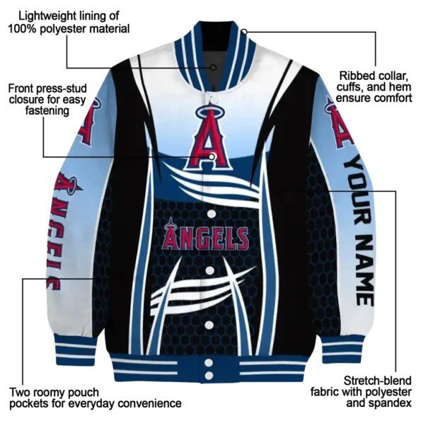 customized los angeles angels mesh effect blue black varsity jacket new arrival