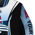 customized los angeles angels mesh effect blue black varsity jacket best selling