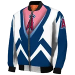 customized los angeles angels v stripes blue white bomber jacket best selling