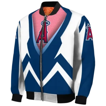 customized los angeles angels v stripes blue white bomber jacket best selling