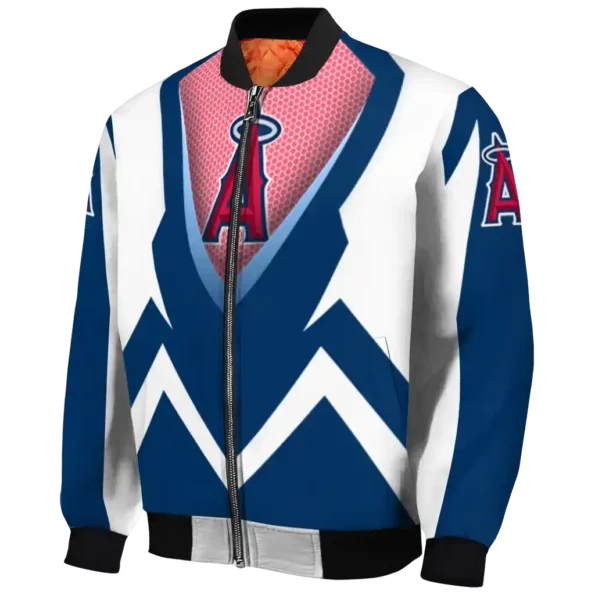 customized los angeles angels v stripes blue white bomber jacket best selling