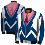 customized los angeles angels v stripes blue white bomber jacket best selling