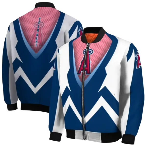 customized los angeles angels v stripes blue white bomber jacket fashion forward