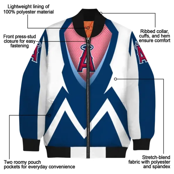 customized los angeles angels v stripes blue white bomber jacket new arrival