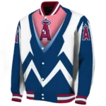 customized los angeles angels v stripes blue white varsity jacket best selling