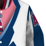 customized los angeles angels v stripes blue white varsity jacket best selling