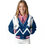 customized los angeles angels v stripes blue white varsity jacket best selling