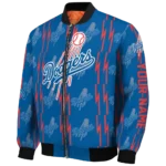 customized los angeles dodgers bolt stripe blue bomber jacket best selling
