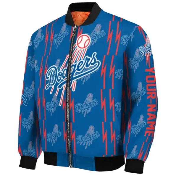 customized los angeles dodgers bolt stripe blue bomber jacket best selling