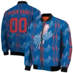 customized los angeles dodgers bolt stripe blue bomber jacket best selling