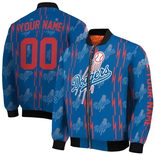customized los angeles dodgers bolt stripe blue bomber jacket fashion forward