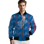 customized los angeles dodgers bolt stripe blue bomber jacket best selling
