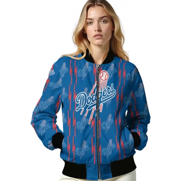 customized los angeles dodgers bolt stripe blue bomber jacket latest model