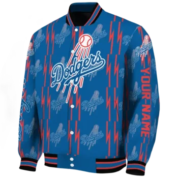 customized los angeles dodgers bolt stripe blue varsity jacket best selling