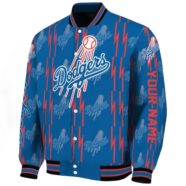 customized los angeles dodgers bolt stripe blue varsity jacket best selling
