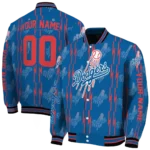 customized los angeles dodgers bolt stripe blue varsity jacket best selling
