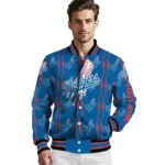 customized los angeles dodgers bolt stripe blue varsity jacket best selling
