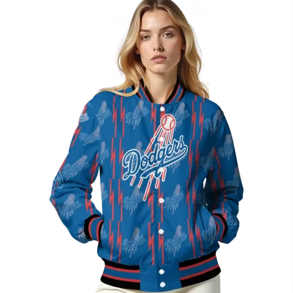 customized los angeles dodgers bolt stripe blue varsity jacket latest model