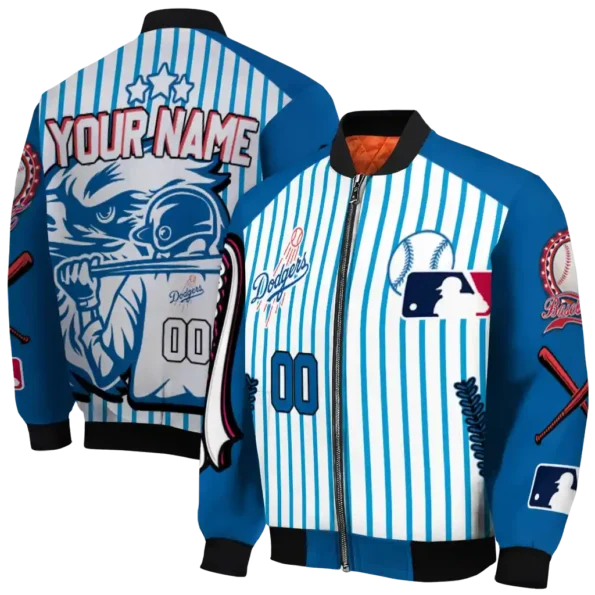 customized los angeles dodgers eagle baseball blue white bomber jacket fashion forward