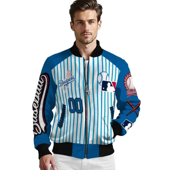customized los angeles dodgers eagle baseball blue white bomber jacket high quality