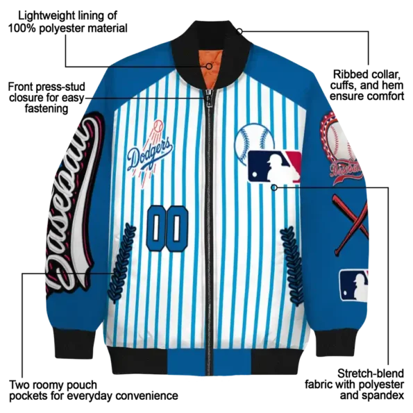customized los angeles dodgers eagle baseball blue white bomber jacket new arrival