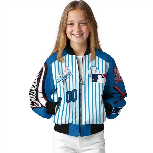 customized los angeles dodgers eagle baseball blue white bomber jacket top rated