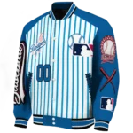customized los angeles dodgers eagle baseball blue white varsity jacket best selling