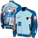 customized los angeles dodgers eagle baseball blue white varsity jacket best selling