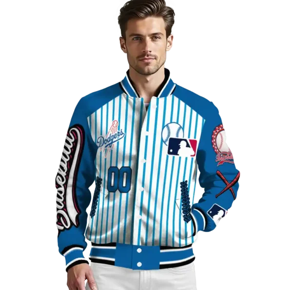 customized los angeles dodgers eagle baseball blue white varsity jacket high quality