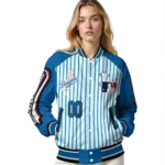 customized los angeles dodgers eagle baseball blue white varsity jacket best selling