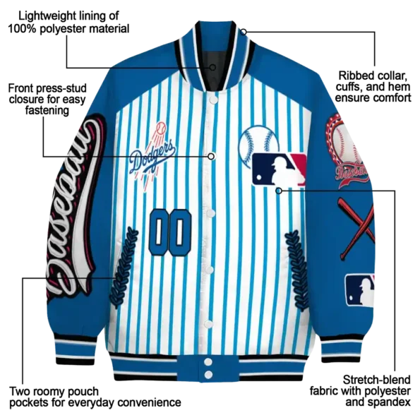 customized los angeles dodgers eagle baseball blue white varsity jacket new arrival