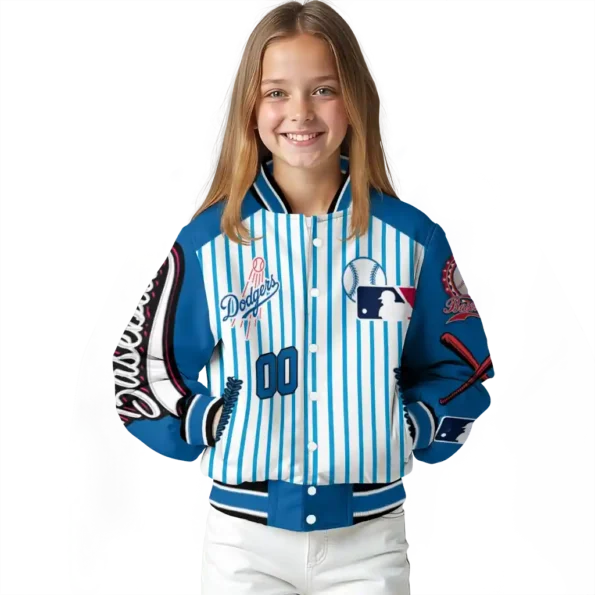 customized los angeles dodgers eagle baseball blue white varsity jacket top rated