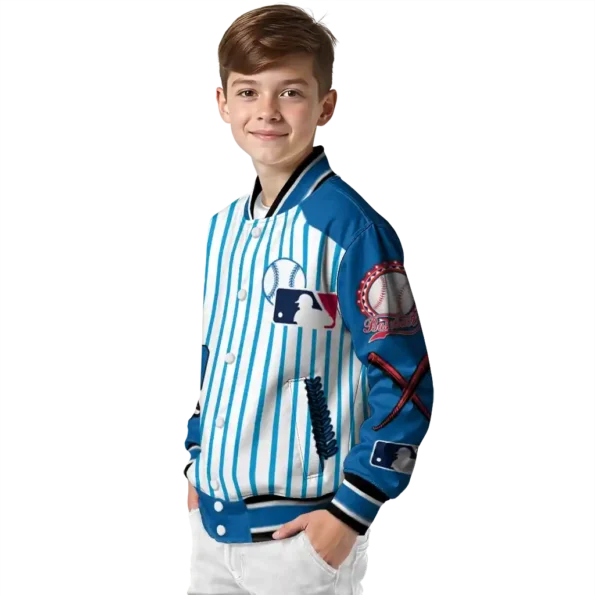 customized los angeles dodgers eagle baseball blue white varsity jacket trendy