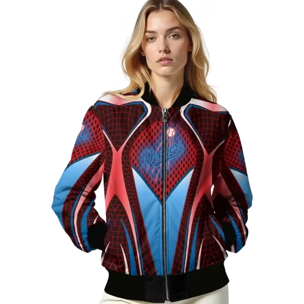 customized los angeles dodgers mesh chest red crocs black bomber jacket latest model