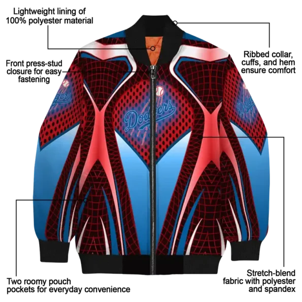 customized los angeles dodgers mesh chest red crocs black bomber jacket new arrival
