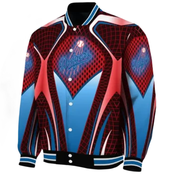 customized los angeles dodgers mesh chest red crocs black varsity jacket best selling