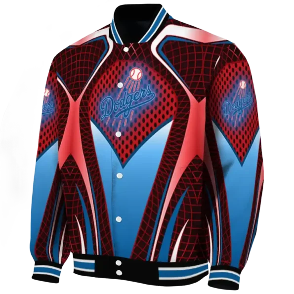 customized los angeles dodgers mesh chest red crocs black varsity jacket best selling