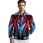 customized los angeles dodgers mesh chest red crocs black varsity jacket best selling