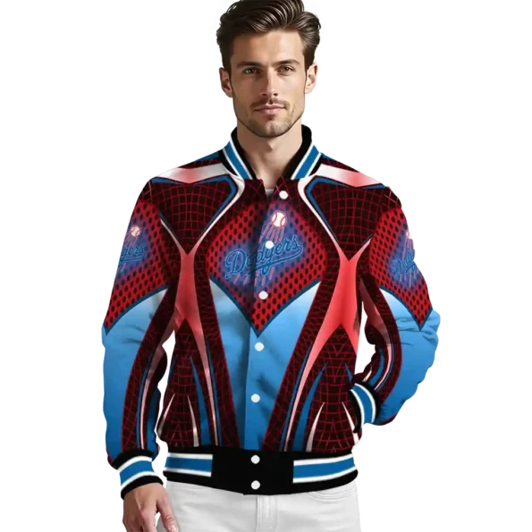 customized los angeles dodgers mesh chest red crocs black varsity jacket high quality