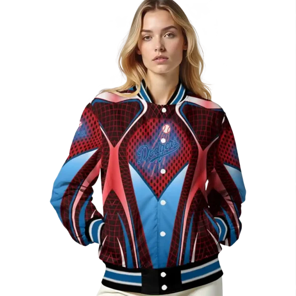 customized los angeles dodgers mesh chest red crocs black varsity jacket latest model
