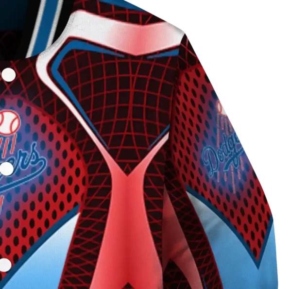 customized los angeles dodgers mesh chest red crocs black varsity jacket premium grade
