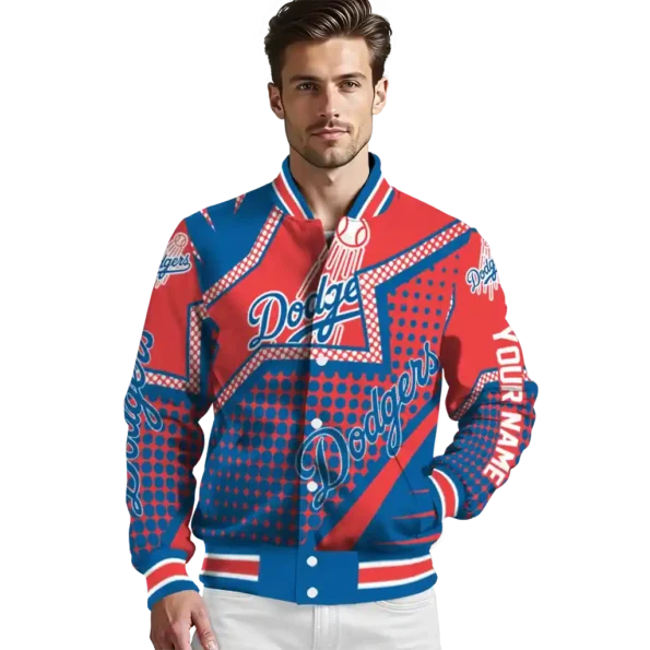customized los angeles dodgers star burst blue varsity jacket high quality